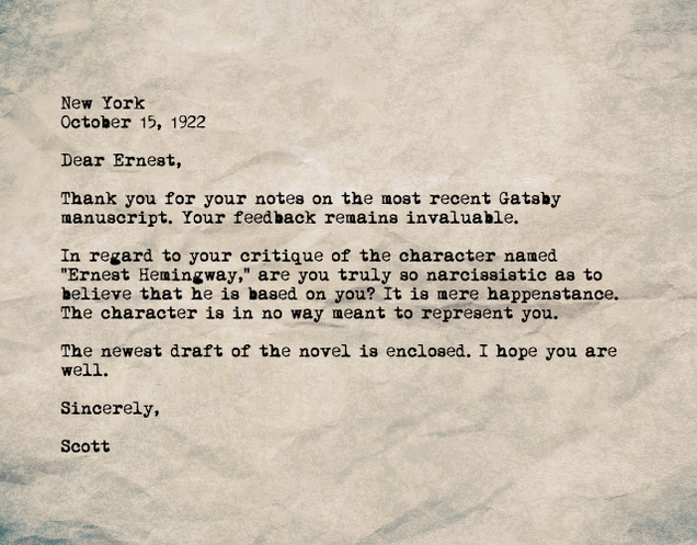 Illustration for article titled Amazing: Check Out These Letters Between Ernest Hemingway And F. Scott Fitzgerald
